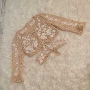 For Love and Lemons embroidered crop top nwot